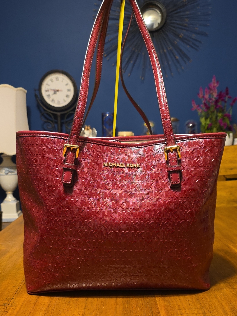 Michael Kors Burgundy Jet Set Charm Tote Bag